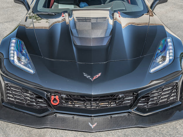 2019 CHEVROLET CORVETTE C7 ZR1 CARBON FIBER FRONT BUMPER VENT BROWS INSERTS (PAIR)